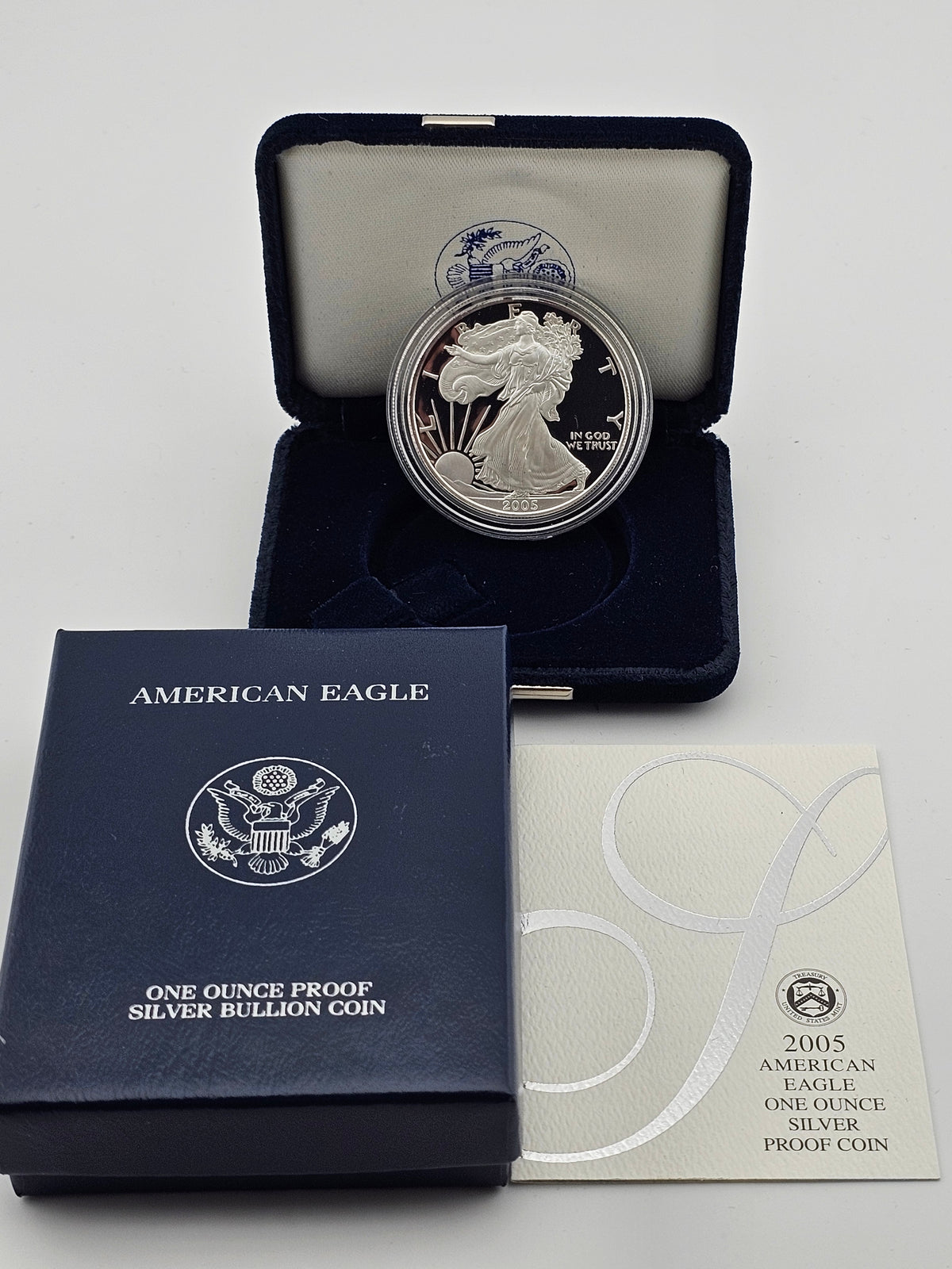 2005 W Proof American Silver Eagle 1 OZ .999 Silver US MINT W/BOX And COA