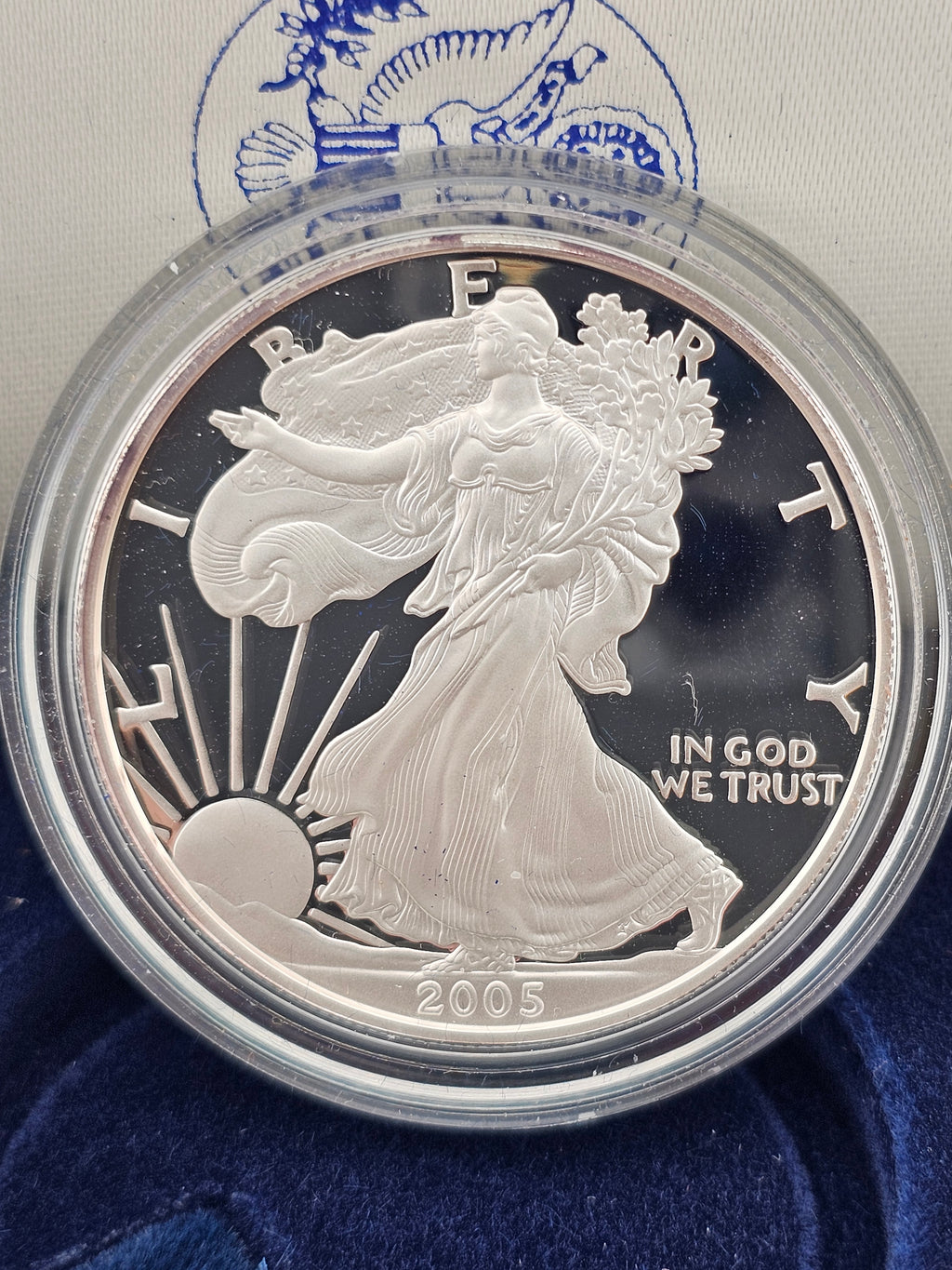 2005 W Proof American Silver Eagle 1 OZ .999 Silver US MINT W/BOX And COA